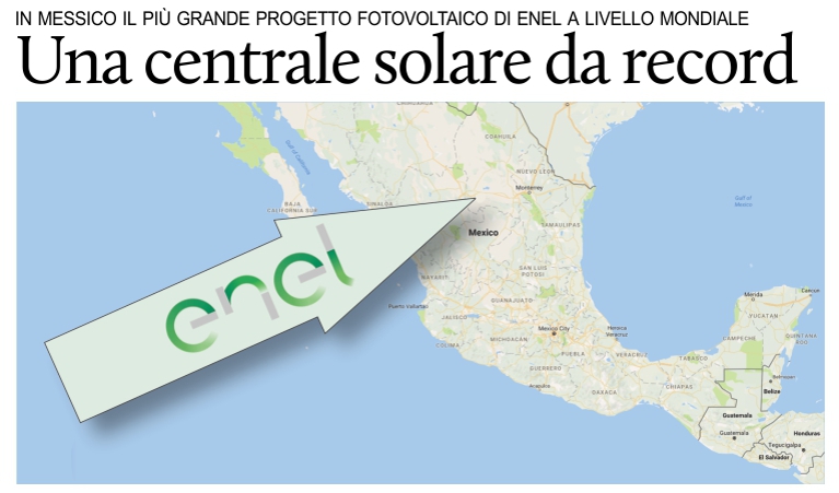 Enel costruisce in Messico il pi� grande impianto fotovoltaico del continente americano.