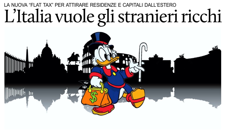 Italia, arriva la �flat tax� per attirare gli stranieri ricchi.