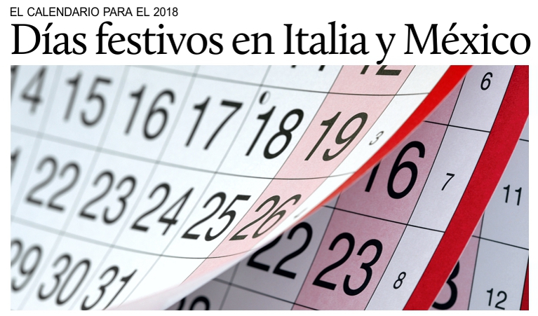 Los das festivos de 2018 en Italia y Mxico.
