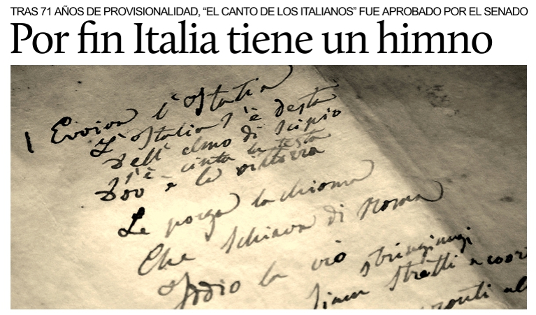 Despus de 71 aos, Italia por fin tiene un himno nacional oficial.