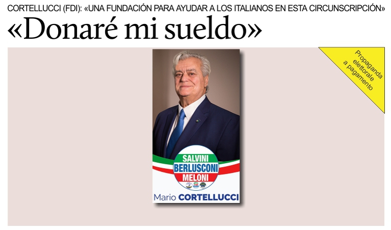 Cortellucci: �Donar� el 100% de mi sueldo como Senador�.