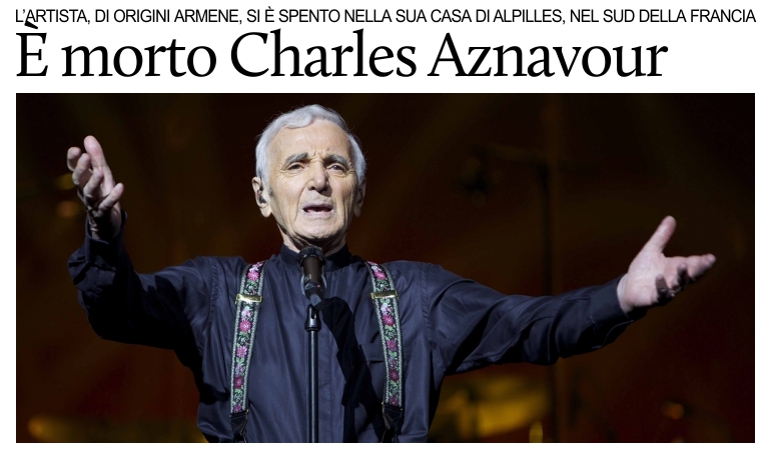 � morto Charles Aznavour.