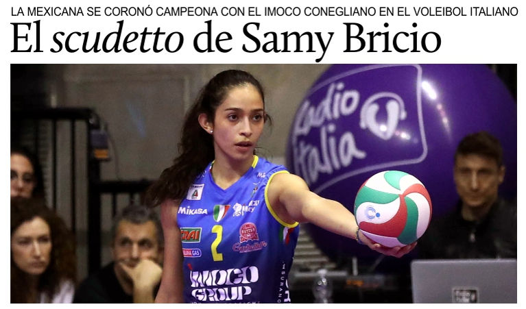 La mexicana Bricio campeona italiana de voleibol con el Imoco Conegliano.