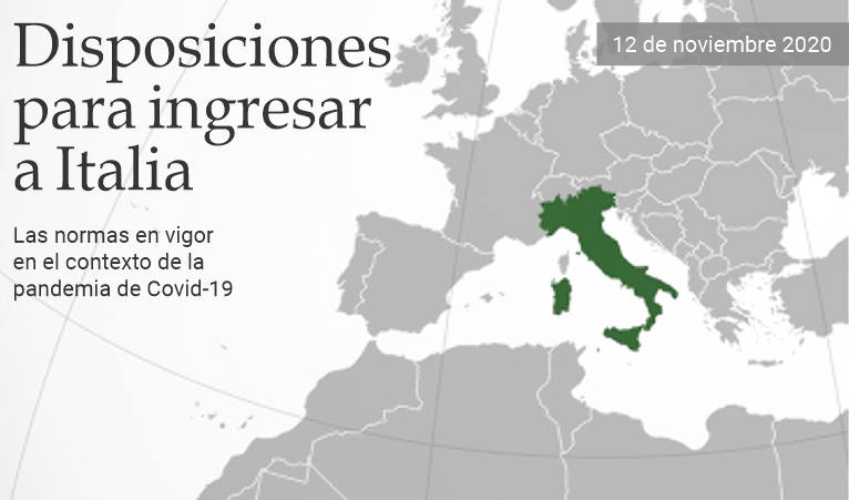 Disposiciones para ingresar a Italia