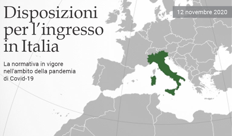Disposizioni per l'ingresso in Italia