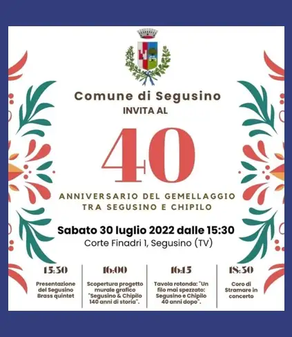 40 anni di gemellaggio tra Segusino e Chipilo: oggi le celebrazioni